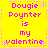 Yellow background with pink text reading "Dougie Poynter is my valentine" in a of four identical , each bordered by light purple asterisks and dotted lines