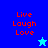Pixelated text 'Live Laugh Love' in red on blue and cyan backgrounds with a small star icon.