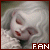 Pixelated image of a pale-skinned figure with closed eyes, red lips, and a dark collar, framed by a maroon border with 'FAN' text in the bottom-right corner.