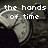 A four- shows a clock face with text overlays; the top-right has different text, and the bottom-right is blank