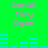 Green background with pink text "Daniel Tory Ryan" and cyan horizontal bars in two , showing animation changes in bar positions