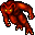 Two pixelated red-orange creatures with glowing yellow eyes and white accents on limbs stand side-by-side against a gray background.