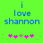 Green background with blue text reading 'i love shannon' and five pink/purple flower icons below, two versions showing animation changes in flower positions.