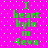 Green text on pink polka-dot background with animated pixel shifts in 'heart' and 'kyle' letters.