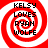 Red and white spiral background with black text reading KELSY LOVES RYAN WOLFE in four quadrants.