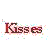 Animated sequence of red lips kissing icons with 'Kisses' text, varying in size and position across a white background.