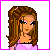 A 3x3 contact sheet of pixel art frames showing a cartoon woman with brown hair and pink clothing, alongside text fragments forming the phrase "GuYz... CaNt Live With ThEm, CaNt play MiNd Games WiThOuT ThEm" in bright pink lettering on white backgrounds.