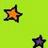 Pixelated star icons and text on a bright green background, with orange and purple stars and a black-and-white 'Love<33' label.