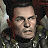 Animated sequence showing a character with dark hair and military-style clothing transitioning from neutral expression to aggressive snarling face.
