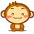 Pixelated monkey with brown fur, pink cheeks, and a smiling expression in multiple poses including front-facing, side views, and back view.
