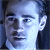 A 50x50 pixel animated buddy icon featuring a split composition with a grayscale portrait on the left and green text on a dark background on the right, displayed as two sampled frames in a contact sheet layout.