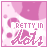 Pixelated pink and white icon with 'PRETTY IN POTS' text, abstract shapes, and visible animation changes across frames.