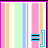 Animated contact sheet showing two frames of a 48x48 pixel buddy icon with vertical rainbow stripes and a blue-and-black bracket symbol that changes orientation between frames.