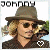 12 identical pixelated images showing a person with long blonde hair wearing a brown fedora, dark sunglasses, and a brown patterned shirt, each labeled 'JOHNNY' above