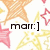 A static icon with a white background featuring multiple star shapes in pastel colors and the text 'marr:]' centered below them.