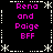 Black background with white dotted and dashed border elements, pink text reading "Rena and Paige BFF" in four quadrants.