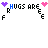 Animated contact sheet of a pixel art buddy icon featuring text, hearts, and kissing symbols with color variations across frames.