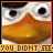 Animated contact sheet of a cartoon duck character with changing facial expressions and text overlays across three frames.
