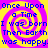 A static image with a yellow and purple spiral background displaying blue text reading "Once Upon a Time I was born Then Earth was happy."