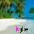 Animated contact sheet of a beach scene with changing text color on the name 'kylie' across nine frames.