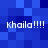 Blue pixelated background with four identical white text instances reading "Khaila!!!!" arranged in a pattern