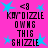 Pixelated text on bright pink background with blue star shapes, reading 'KAROIZLE OWNS THIS SHIZZLE' and '<3', repeated in a pattern