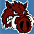 Animated pixel art of a red warthog head with white accents on blue background, transitioning from open-mouthed snarl to closed mouth.