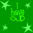Green background with light green stars and repeated text "i have 0" in stylized font.