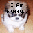 A pixelated dog with white and brown fur appears in three with changing text overlays