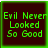 Green pixelated text on dark background within green border, four identical