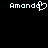 Pixelated white text 'Amanda' on black background with heart symbol replacing 'd' in left instance.
