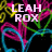 Pixelated text 'LEAH ROX' and 'UR SOX' appears over abstract colorful lines on black background.