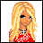 Pixelated avatar of a blonde woman with blue eyes wearing red patterned top and black necklace with silver cross, next to purple text 'Kelsey' on white background.