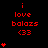 Red pixel text 'i love balazs <33' on black background with animated heart count increasing from one to five hearts below text.
