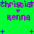 Green background with purple text reading 'christian' and 'kenna' in pixelated font, blue stars, and small purple hearts. Animated changes include text and heart positions shifting slightly between frames.