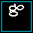 A 4x3 contact sheet of pixelated animated frames showing text and symbols on black backgrounds with cyan borders, including "go", "crazy", "no", "gymnastics", and a purple star.