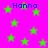 Bright pink background with scattered green stars and blue text reading "Hanna" in multiple locations.