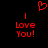 Red pixelated text and heart symbol on black background, with two identical 'I Love You!' phrases side-by-side.