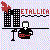 Pixel art buddy icon featuring a stick-figure musician with guitar, city skyline, and "METALLICA" text on pastel checkered background.