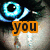 A pixelated animated icon shows a character with large blue eyes and a white face, with text changing from 'you' to 'did' to 'this' over