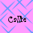 Pixelated text 'Calle' on a pink background with blue geometric patterns, displayed in a