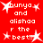 Red background with white pixelated text and star shapes repeating in a pattern