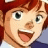 A 48x48 pixel animated buddy icon featuring a cartoon character with red hair and green eyes on the left, paired with stylized text reading "Anime IM" and "COM" on a black background to the right.