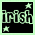 12 black square icons with light green text and stars, displaying 'irish' then 'eyez' in sequence