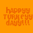 Pixelated orange text 'happy turkey day!!!' on an orange background with yellow horizontal bars shifting position across frames.