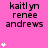 A pink background displays repeated text 'kaitlyn renee andrews' with white star icons appearing in different quantities across the