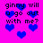 Pixelated text and blue hearts on a bright pink background with two distinct animation states.