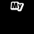 Black background with white text 'My', 'Chemical', and 'Romance' in pixelated fonts, a red heart-shaped symbol with an arrow, and two figures with dark hair holding hands.
