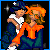 Pixel art of two figures embracing against a starry background, with text reading 'Love Him' in the lower