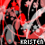 Pixelated animated icon shows a figure with red and gray tones, holding a white object against black background; text "KRISTEN" appears below.